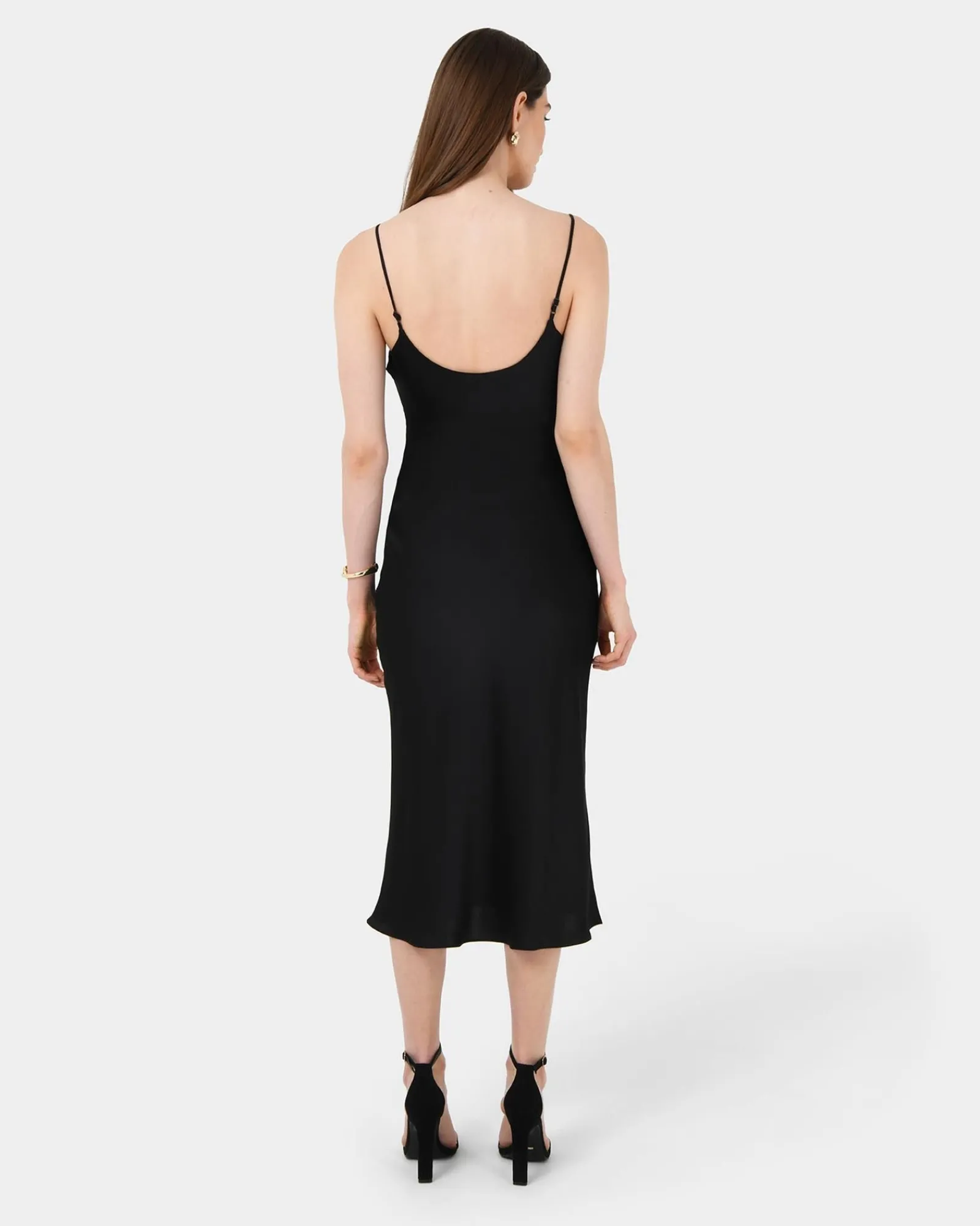 Forcast Mae Side Ruched Satin Dress* Midi Dresses|Midi Dresses