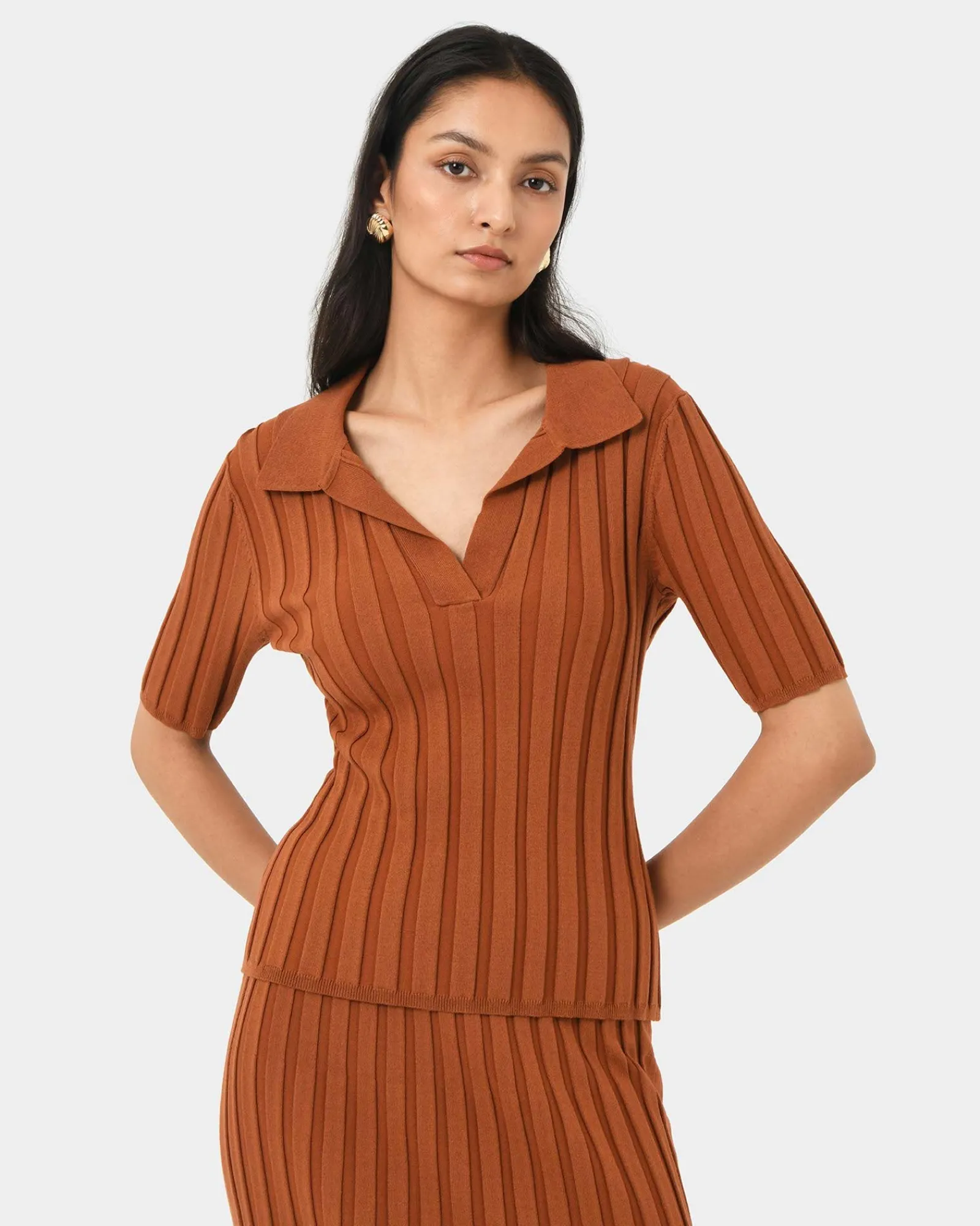 Forcast Manhattan Polo Knit Top* T-Shirts & Tops|Work Tops