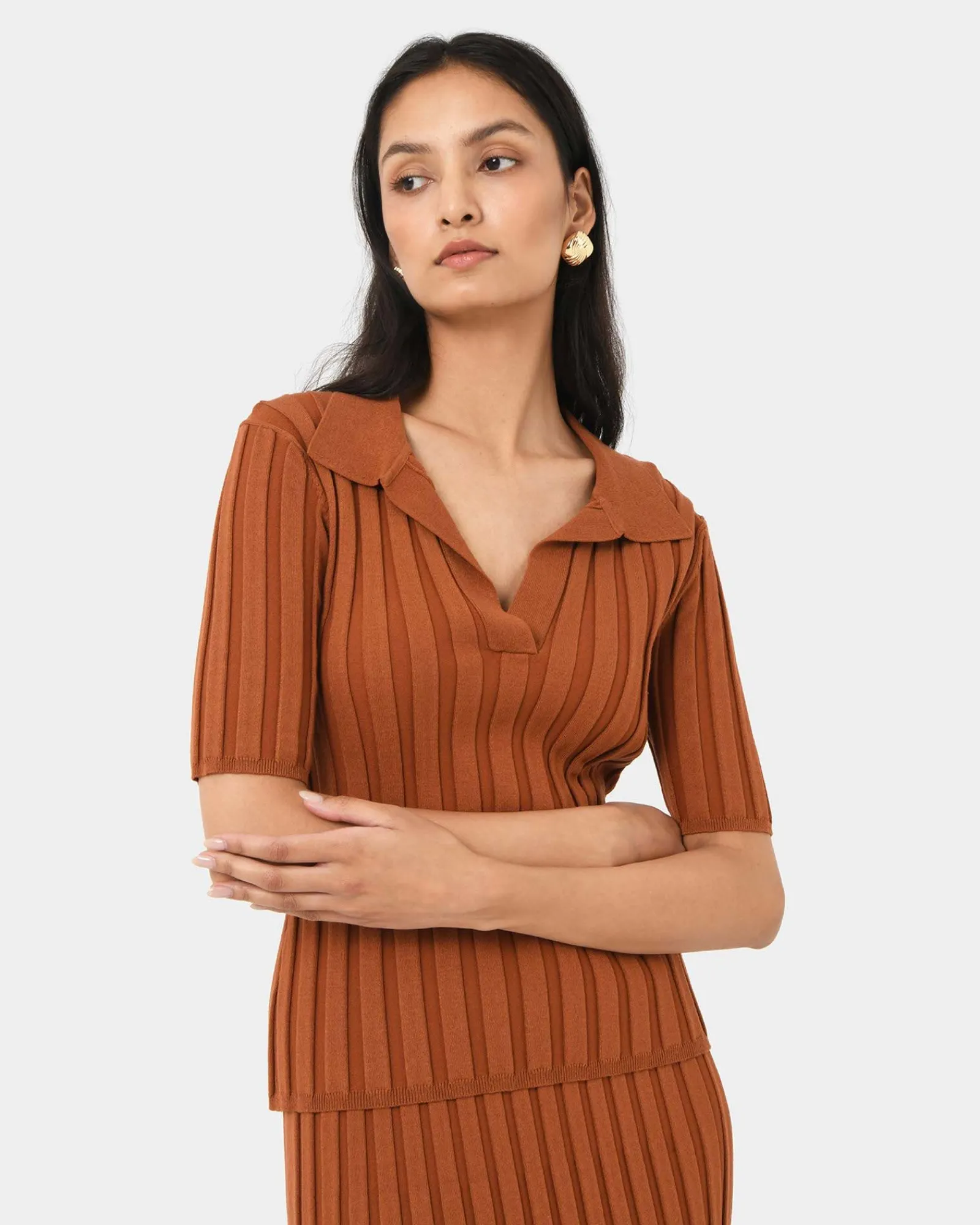 Forcast Manhattan Polo Knit Top* T-Shirts & Tops|Work Tops