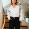 Forcast Maren Embroidered Cotton Shirt* T-Shirts & Tops|Long Sleeve Tops