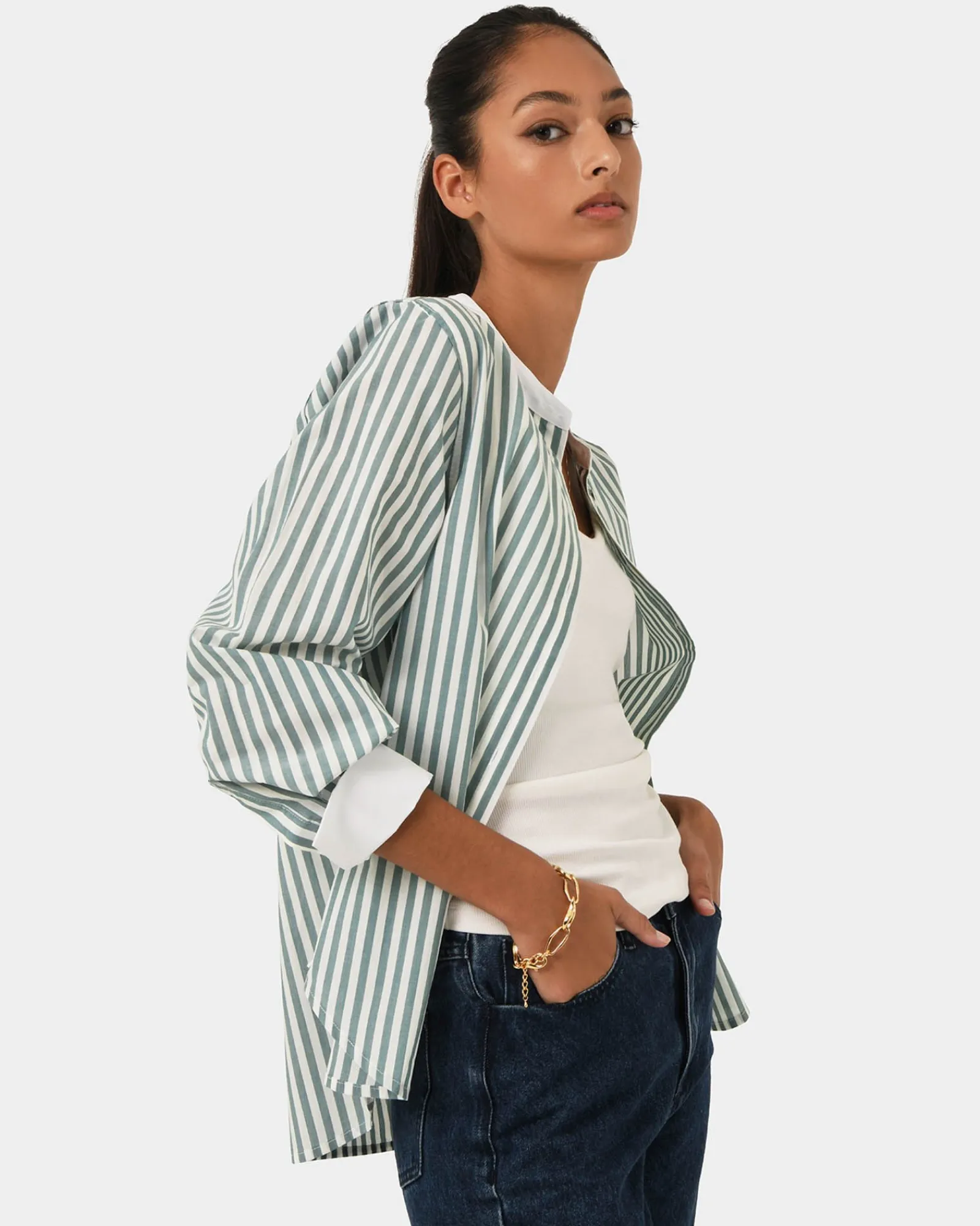 Forcast Melie Cotton Stripe Shirt* T-Shirts & Tops|Long Sleeve Tops
