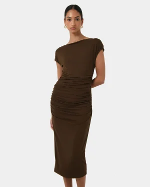 Forcast Mia Ruched Jersey Dress* Midi Dresses|Midi Dresses