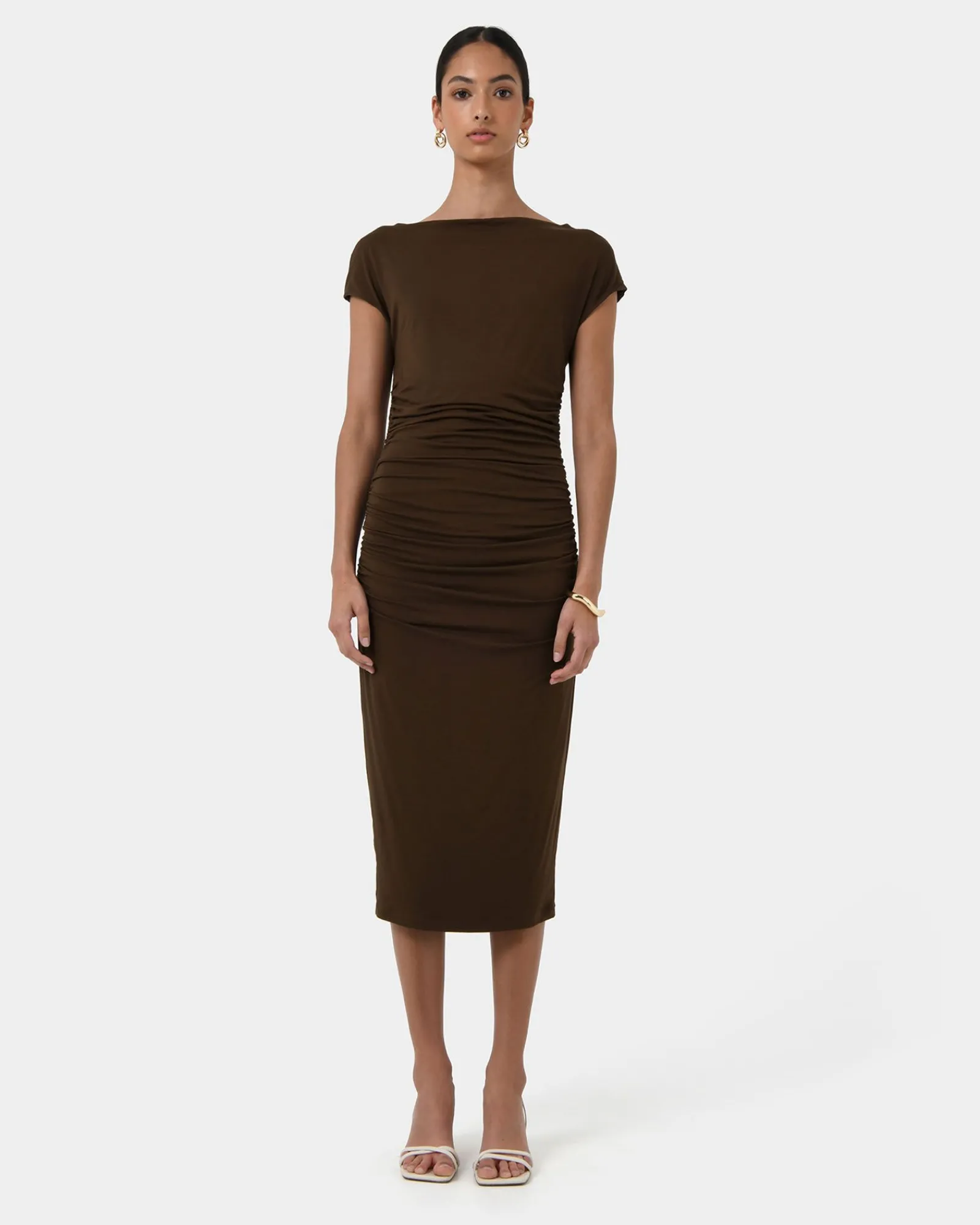 Forcast Mia Ruched Jersey Dress* Midi Dresses|Midi Dresses