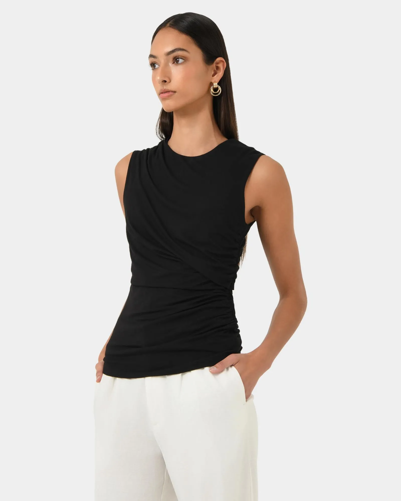 Forcast Mia Ruched Jersey Top* T-Shirts & Tops|Work Tops