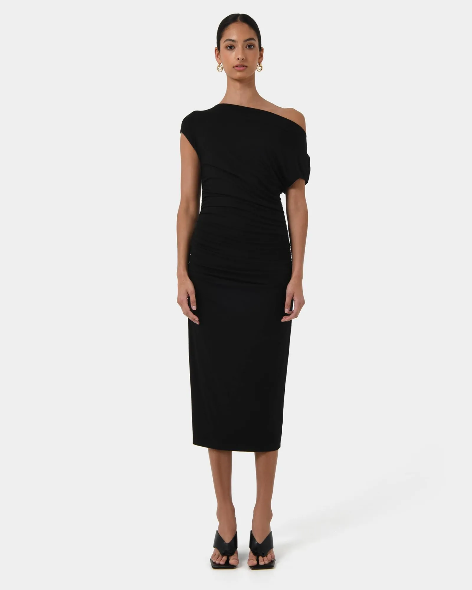 Forcast Mia Ruched Jersey Dress* Midi Dresses|Midi Dresses