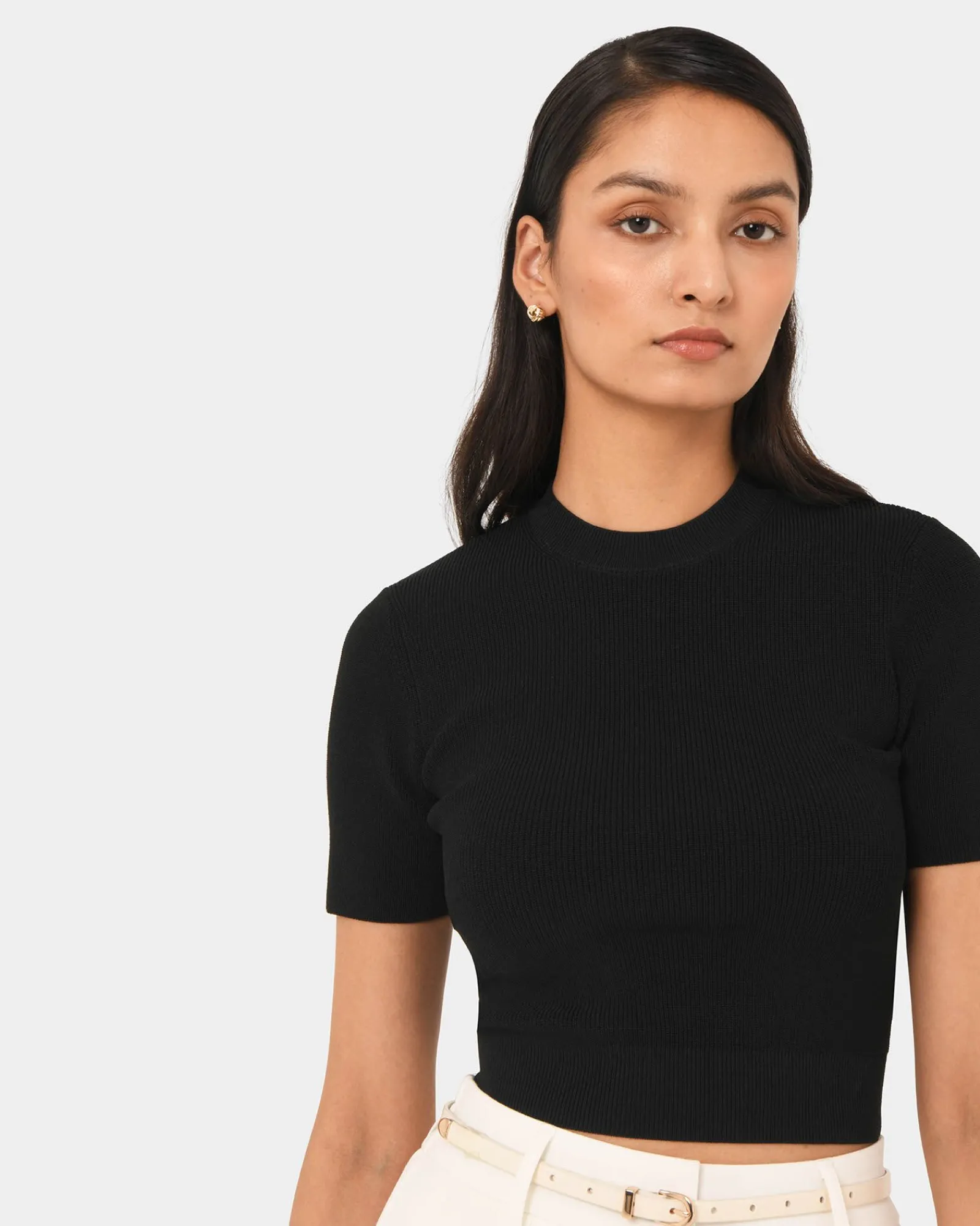 Forcast Murphy Crop Knit Top* T-Shirts & Tops|Work Tops