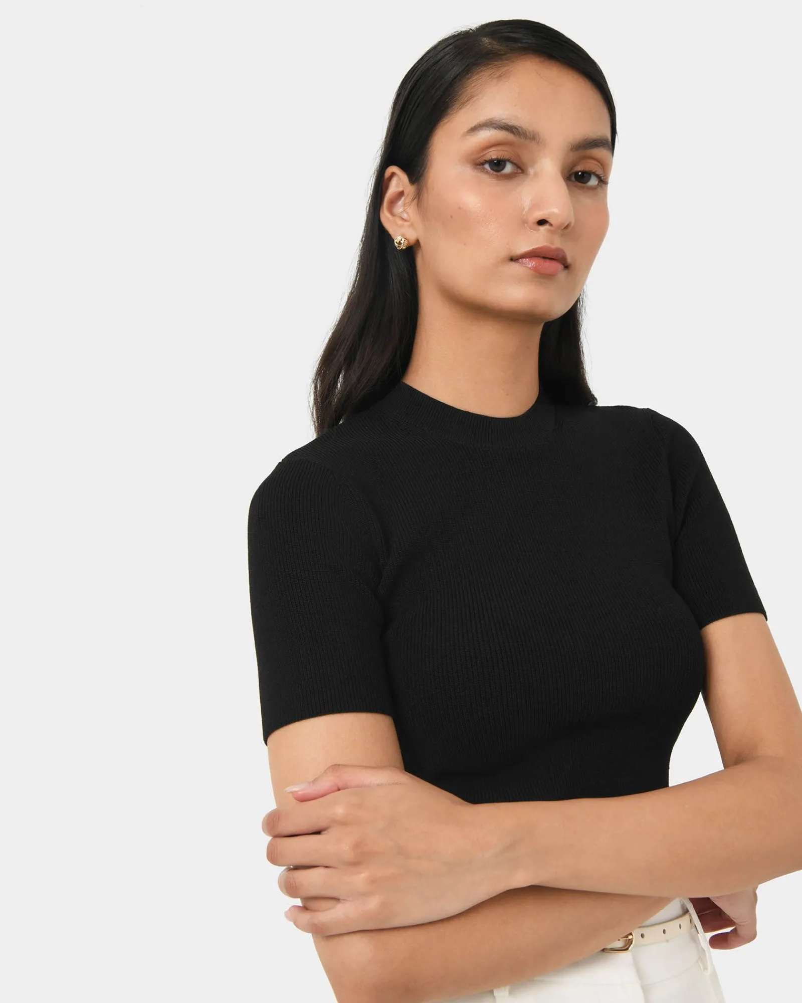 Forcast Murphy Crop Knit Top* T-Shirts & Tops|Work Tops