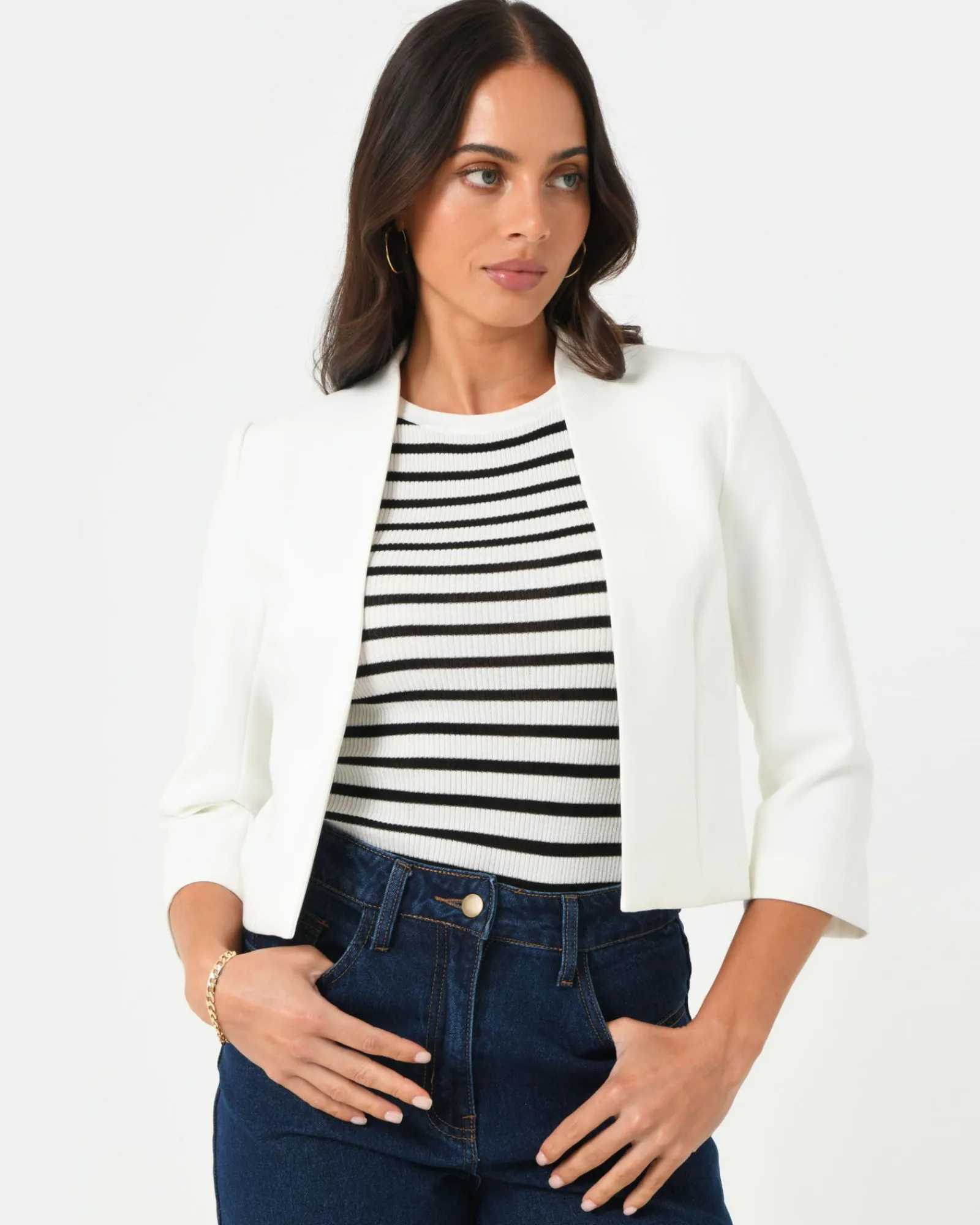 Forcast Nikki Collarless Crop Jacket* Jackets & Blazers|Matching Sets