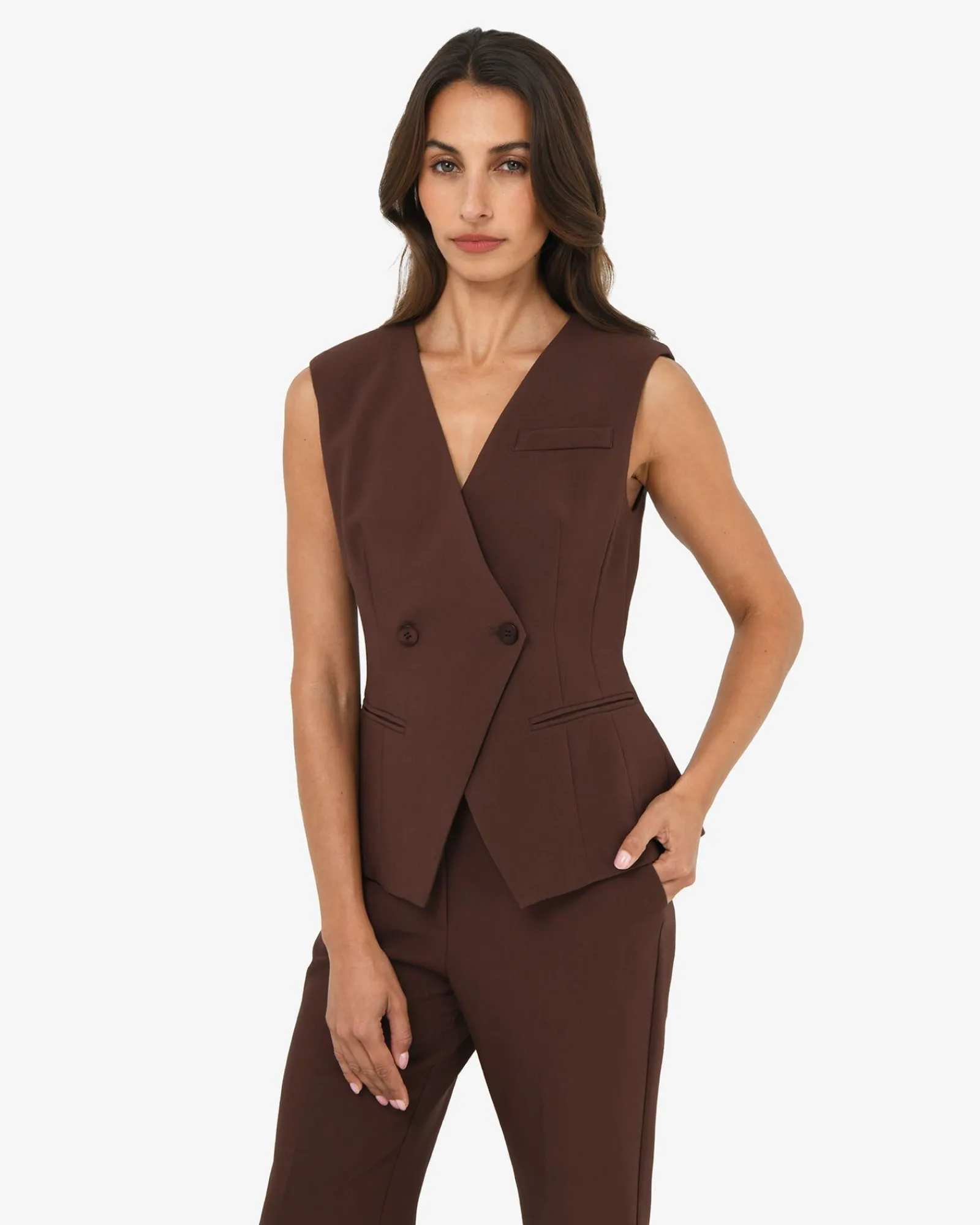 Forcast Nikki Collarless Vest* Work Tops|Vests & Waistcoats