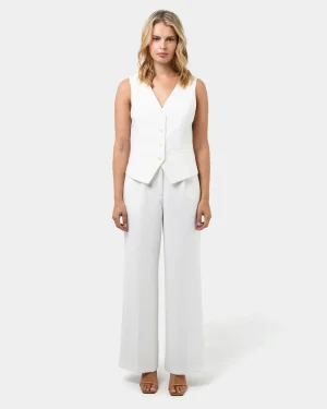 Forcast Nikki Tailored Elastic Pants* High-Waisted Pants|Wide-Leg Pants
