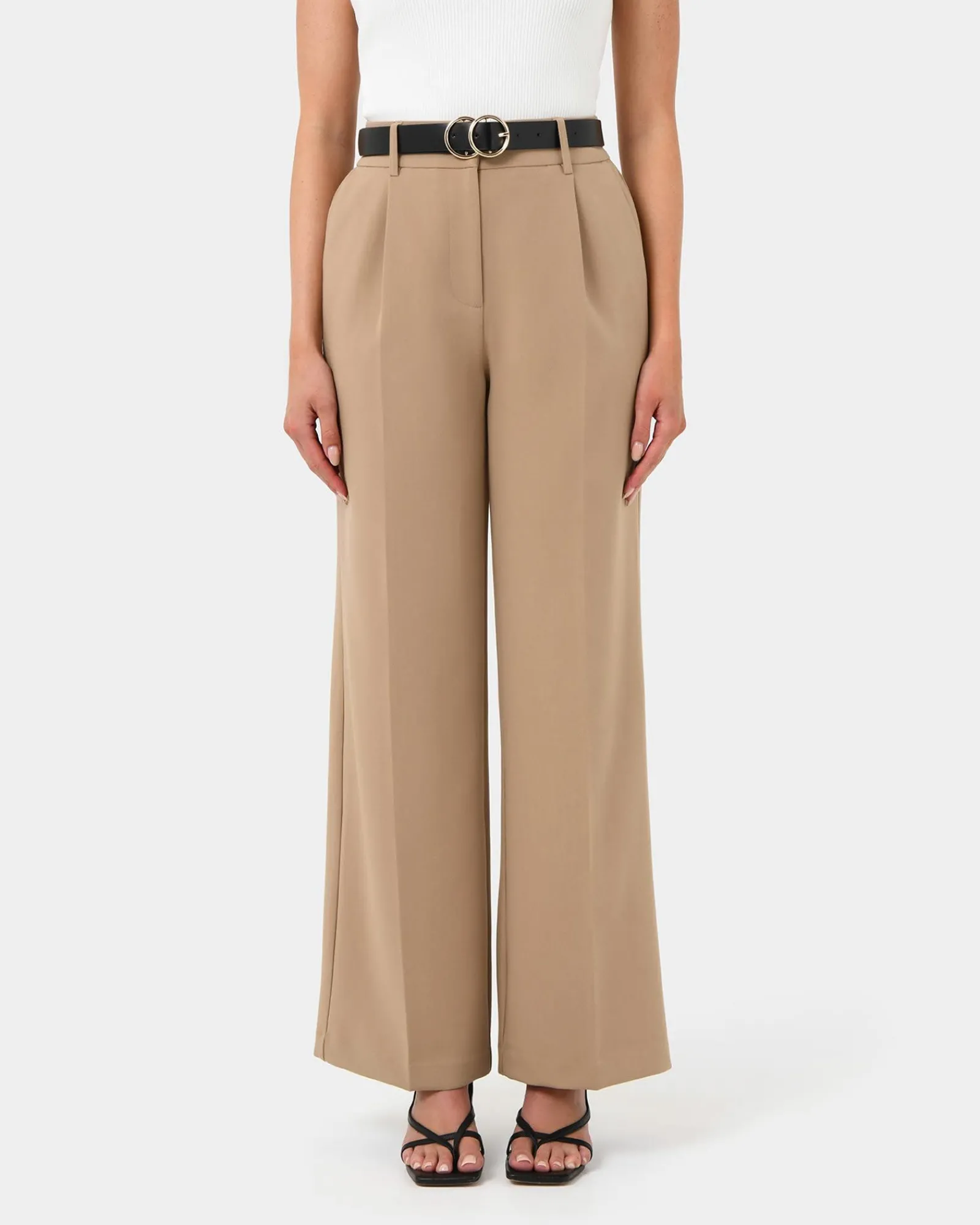 Forcast Nikki Tailored Elastic Pants* High-Waisted Pants|Wide-Leg Pants
