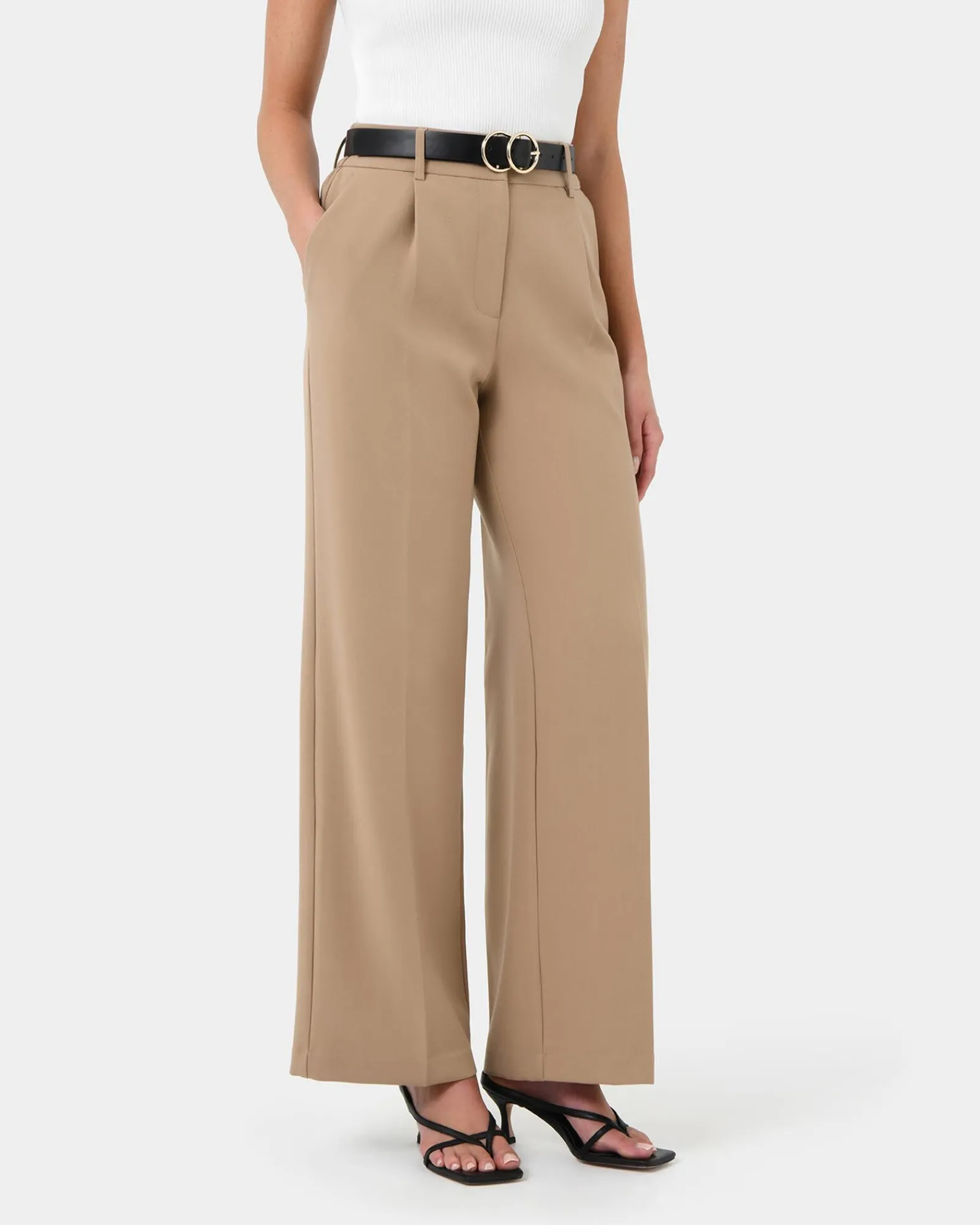 Forcast Nikki Tailored Elastic Pants* High-Waisted Pants|Wide-Leg Pants