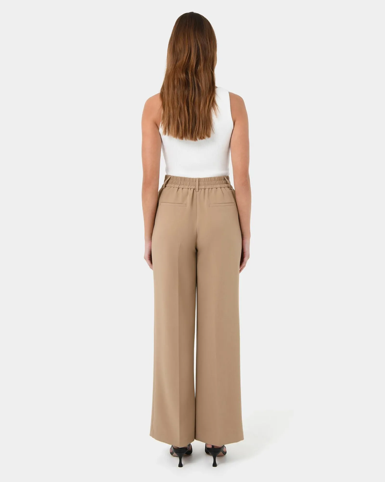 Forcast Nikki Tailored Elastic Pants* High-Waisted Pants|Wide-Leg Pants