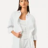 Forcast Oakley Cotton Tie Shirt Dress* Conscious|Midi Dresses