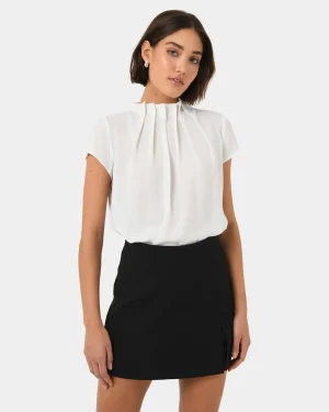 Forcast Olivia Pleated High Neck Top* T-Shirts & Tops|Work Tops