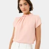 Forcast Olivia Pleated High Neck Top* T-Shirts & Tops|Work Tops