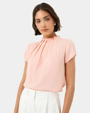 Forcast Olivia Pleated High Neck Top* T-Shirts & Tops|Work Tops