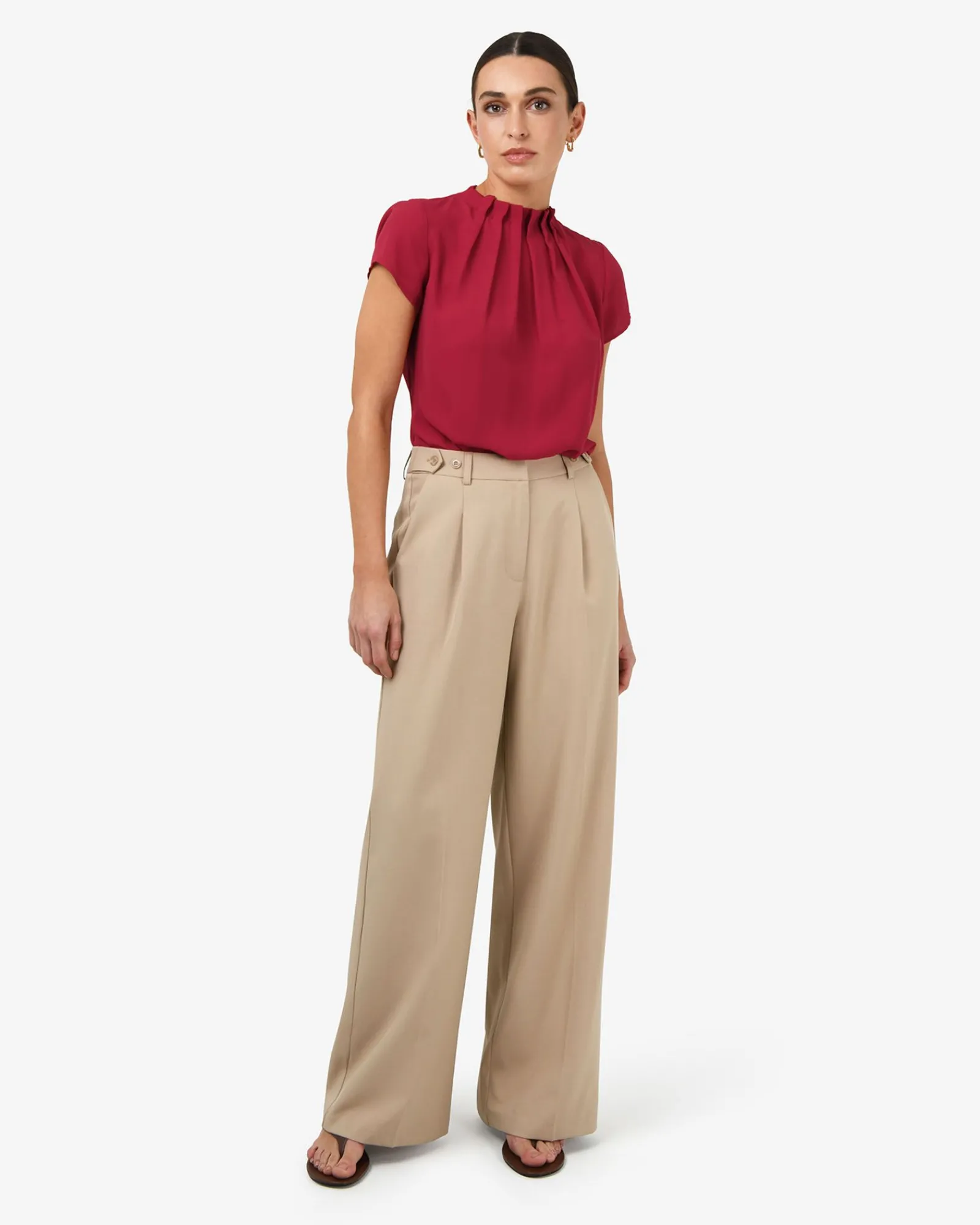 Forcast Olivia Pleated High Neck Top* T-Shirts & Tops|Work Tops
