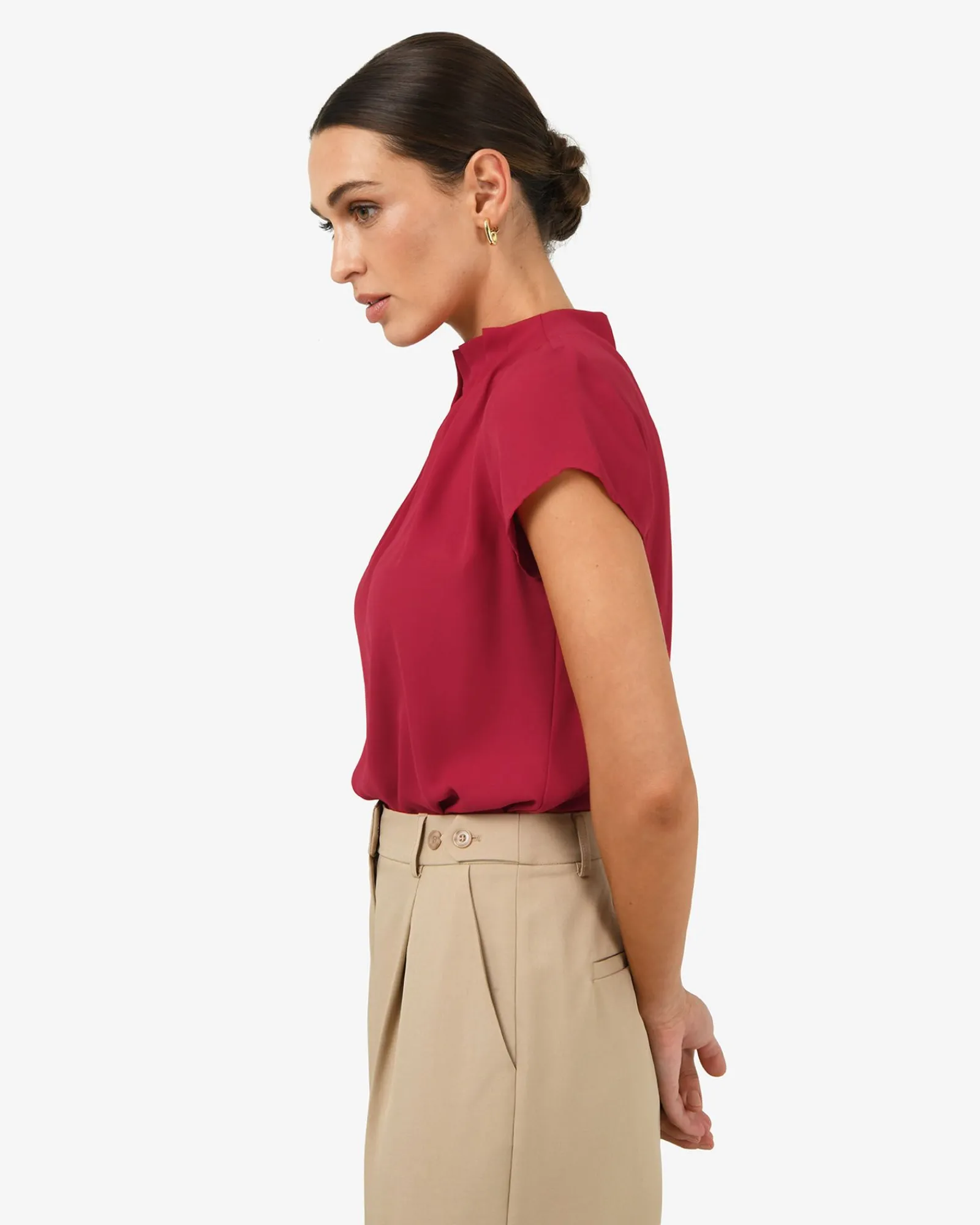 Forcast Olivia Pleated High Neck Top* T-Shirts & Tops|Work Tops