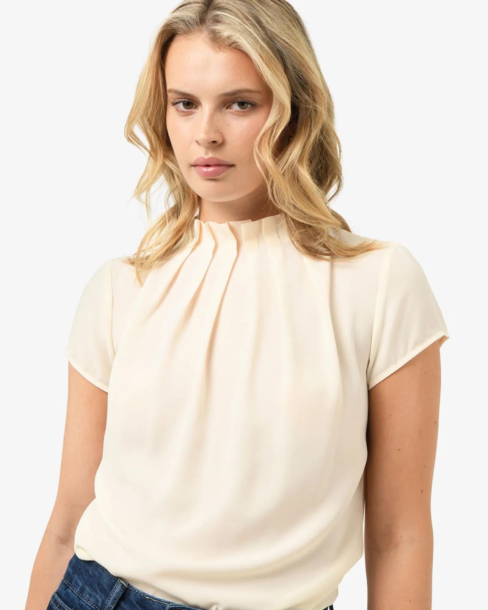 Forcast Olivia Pleated High Neck Top* T-Shirts & Tops|Work Tops