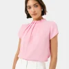 Forcast Olivia Pleated High Neck Top* T-Shirts & Tops|Work Tops