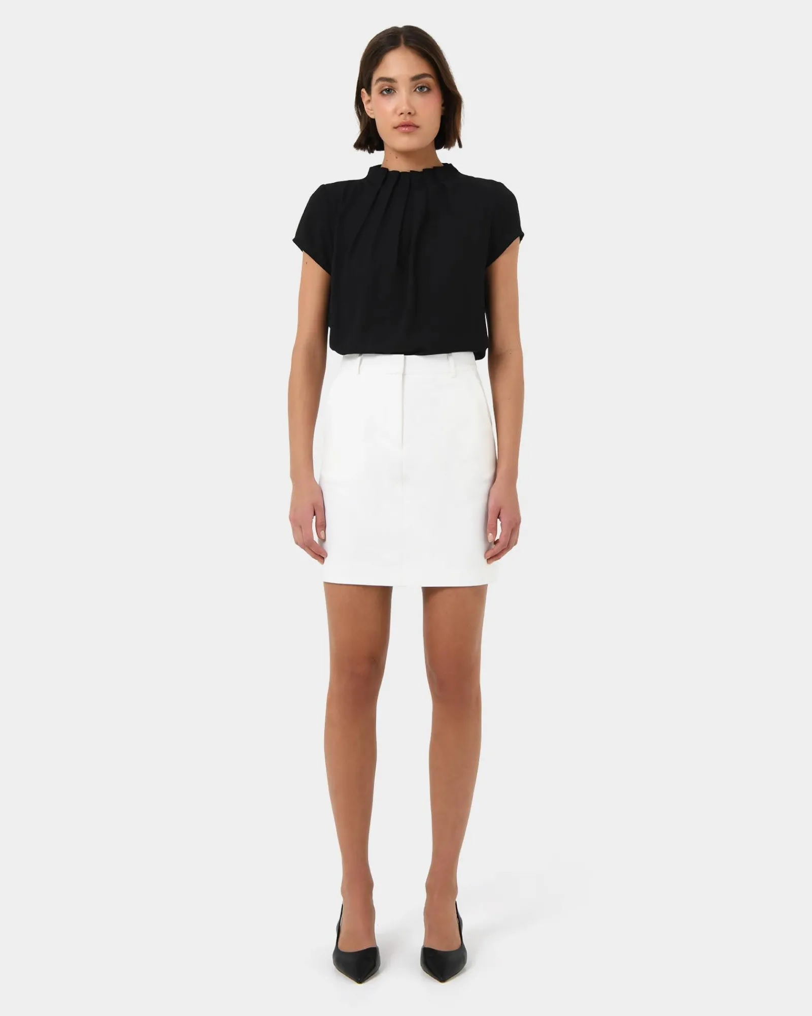 Forcast Olivia Pleated High Neck Top* T-Shirts & Tops|Work Tops