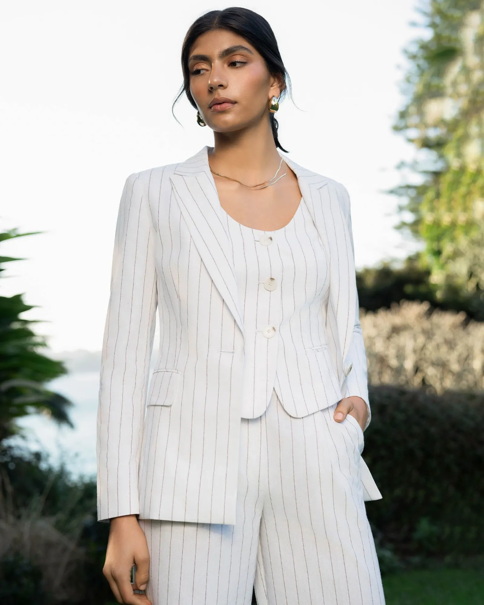 Forcast Ria Stripe Cotton Jacket* Conscious|Jackets & Blazers