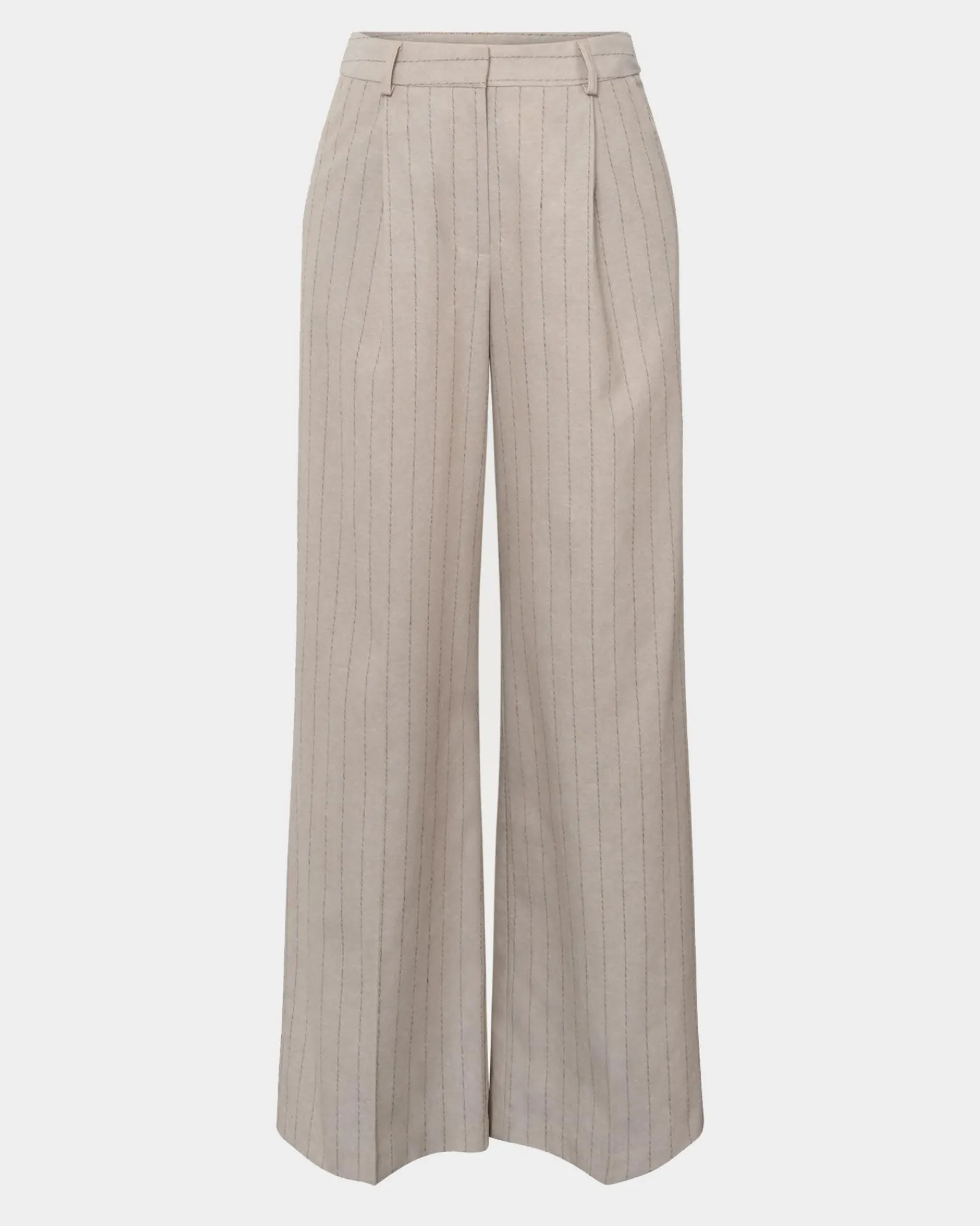 Forcast Ria Stripe Cotton Blend Pants* High-Waisted Pants|Straight Leg Pants