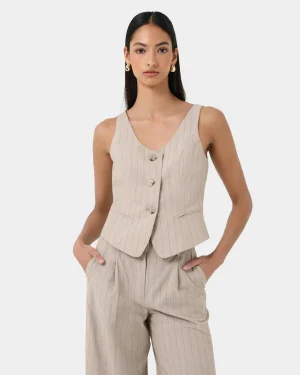 Forcast Ria Stripe Cotton Blend Vest* T-Shirts & Tops|Work Tops