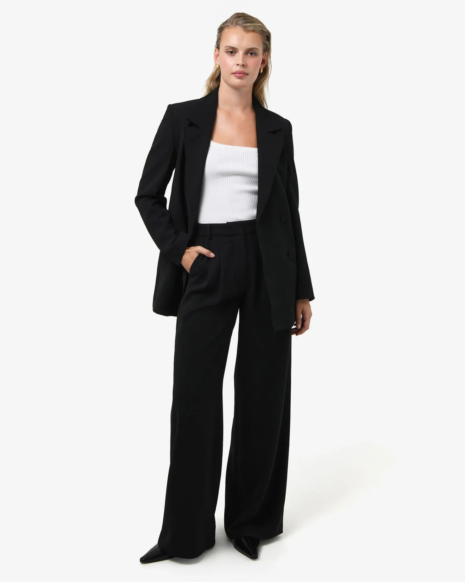 Forcast Rumy Wide Leg Tailored Pants* High-Waisted Pants|Wide-Leg Pants