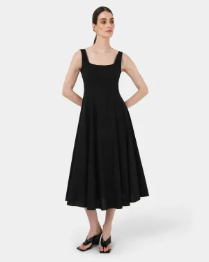 Forcast Saira 2 Linen A-line Dress* Midi Dresses|Midi Dresses