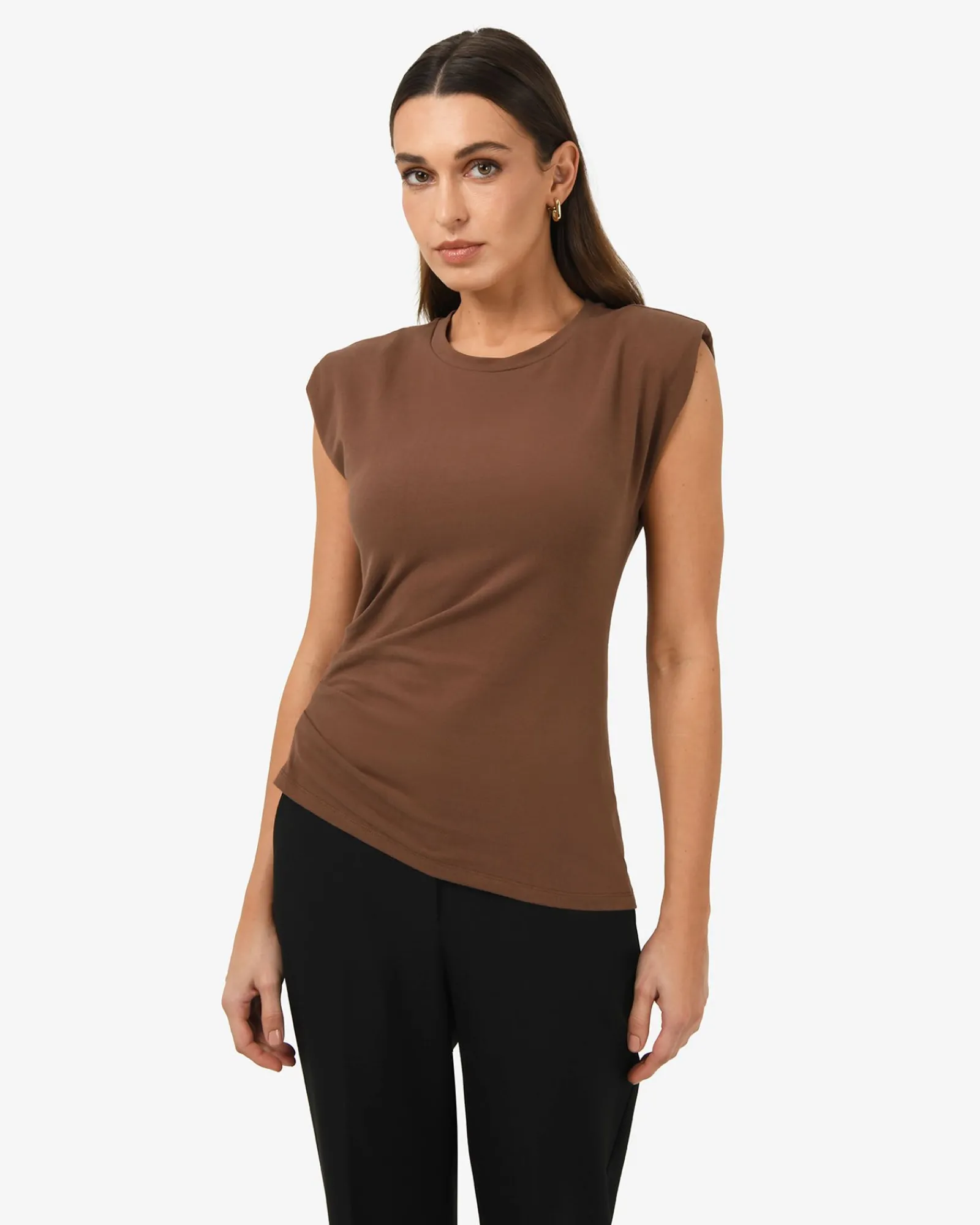 Forcast Sarah Padded Ruched Jersey Top* T-Shirts & Tops|Work Tops
