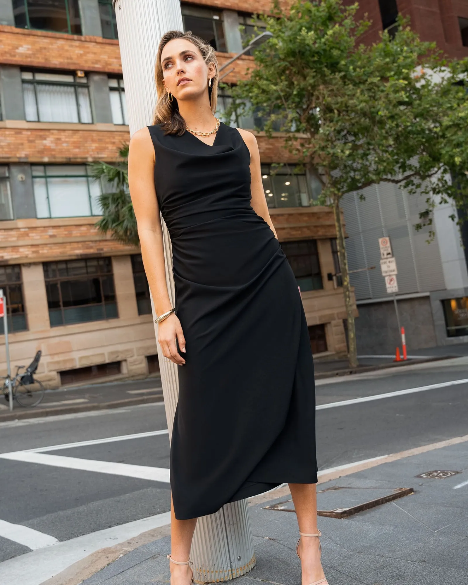 Forcast Serena Cowl Neck Dress* Midi Dresses|Midi Dresses