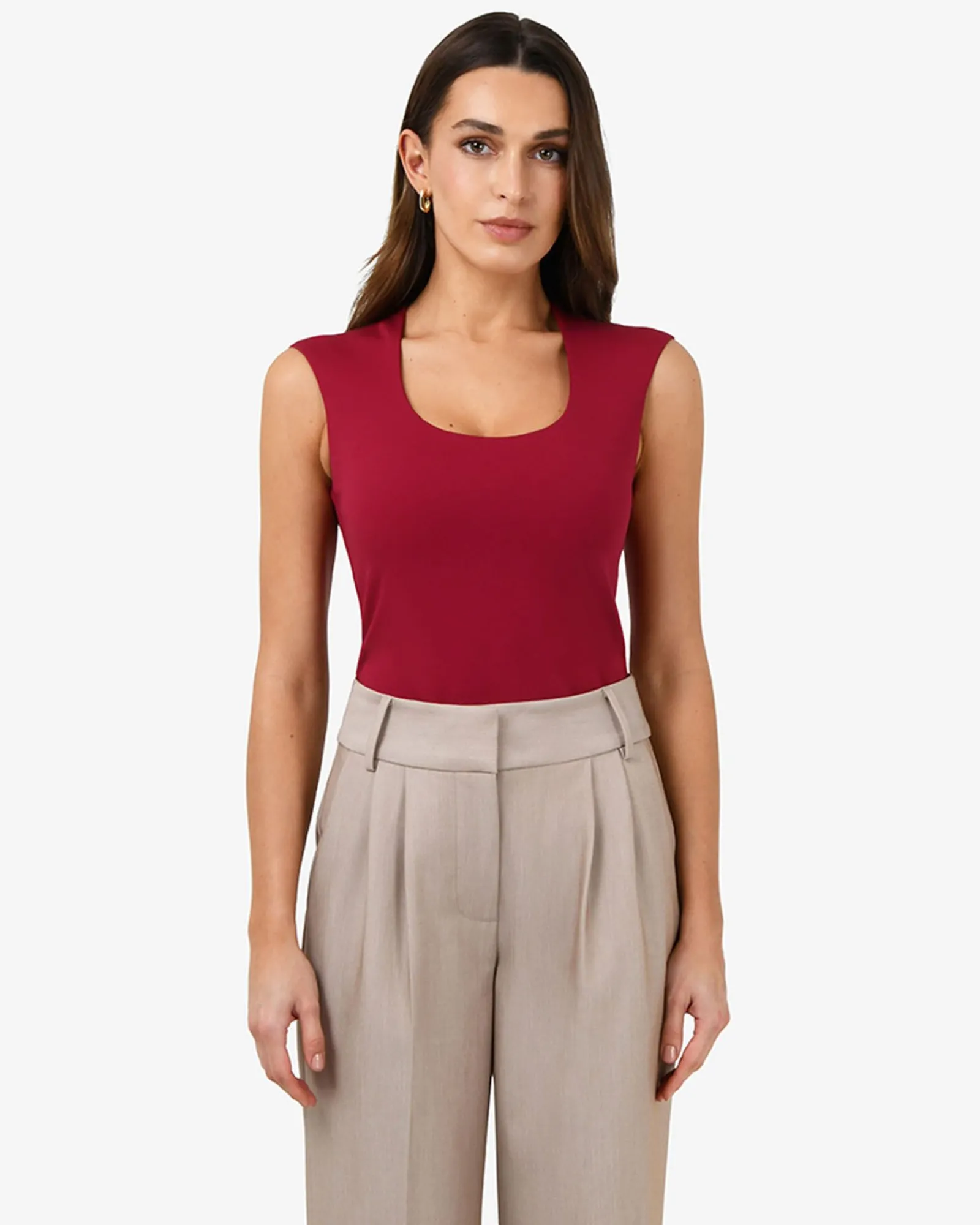 Forcast Soho Rounded Square Neck Top* T-Shirts & Tops|Work Tops