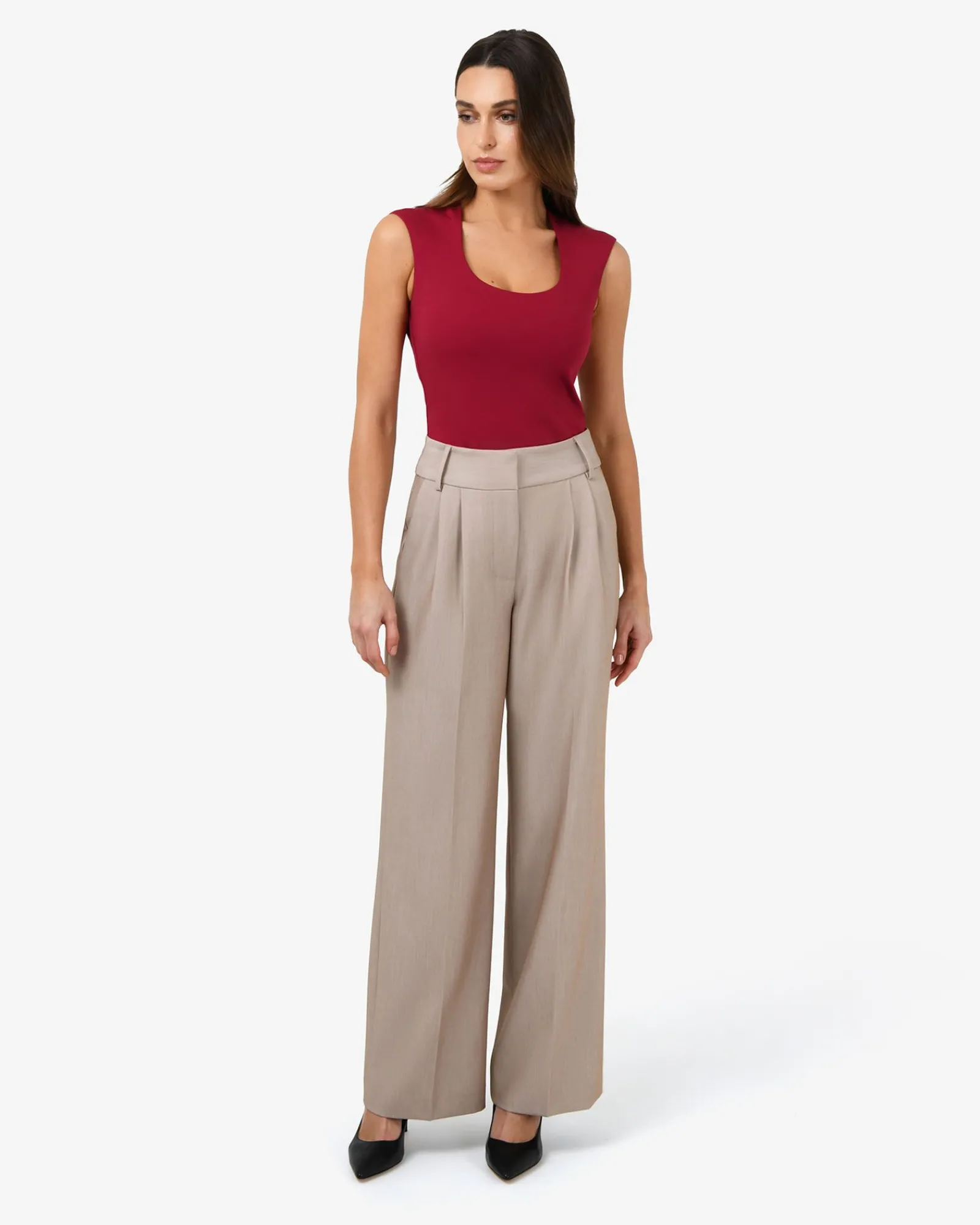 Forcast Soho Rounded Square Neck Top* T-Shirts & Tops|Work Tops