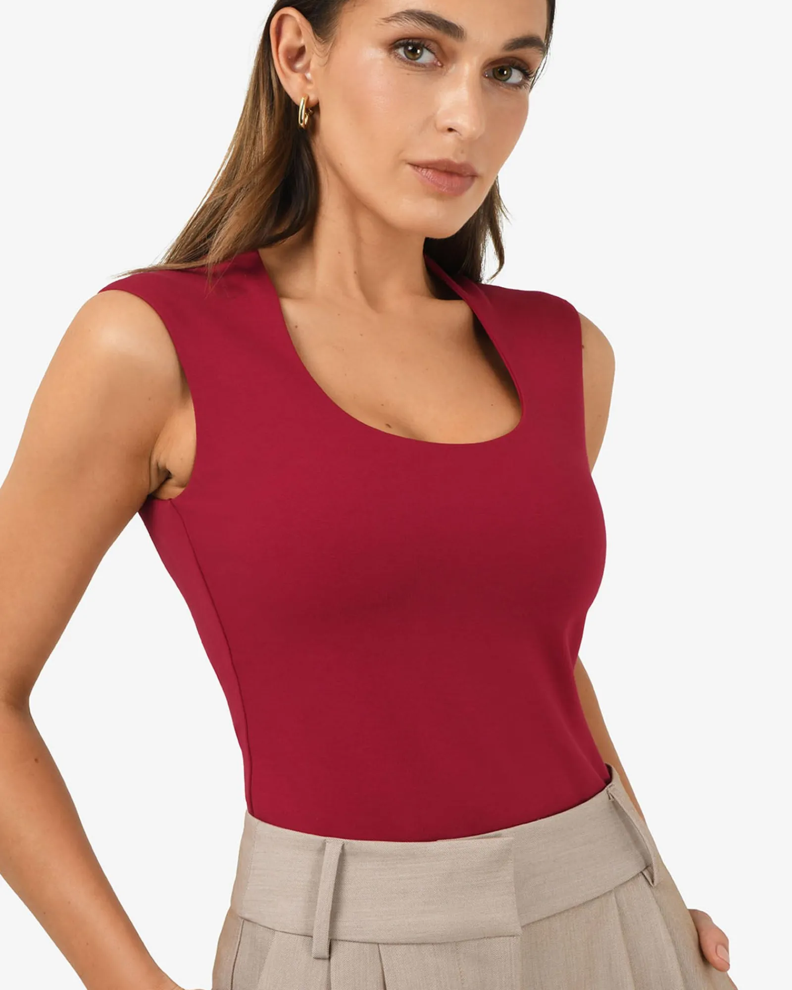 Forcast Soho Rounded Square Neck Top* T-Shirts & Tops|Work Tops