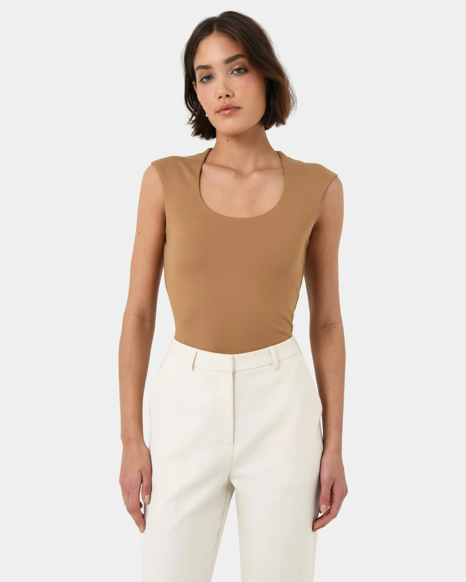 Forcast Soho Rounded Square Neck Top* T-Shirts & Tops|Work Tops
