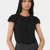 Forcast Tamera Pleated Round Neck Top* T-Shirts & Tops|Work Tops