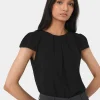 Forcast Tamera Pleated Round Neck Top* T-Shirts & Tops|Work Tops