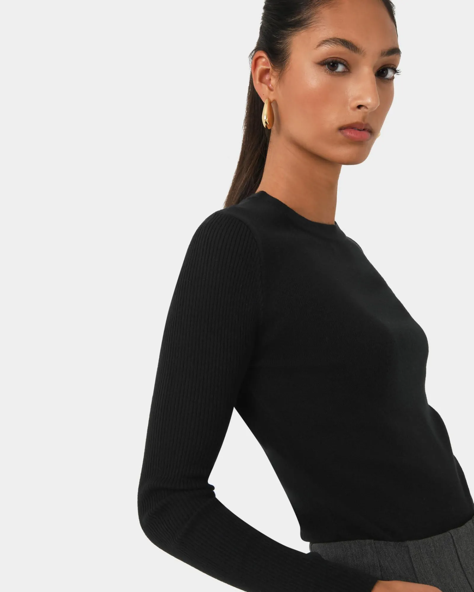 Forcast Tania Crew Neck Knit* Long Sleeve Tops|Work Tops