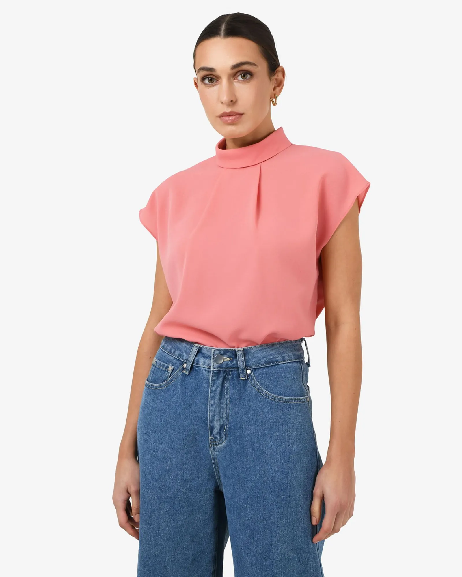 Forcast Tiara High Neck Shell Top* T-Shirts & Tops|Work Tops