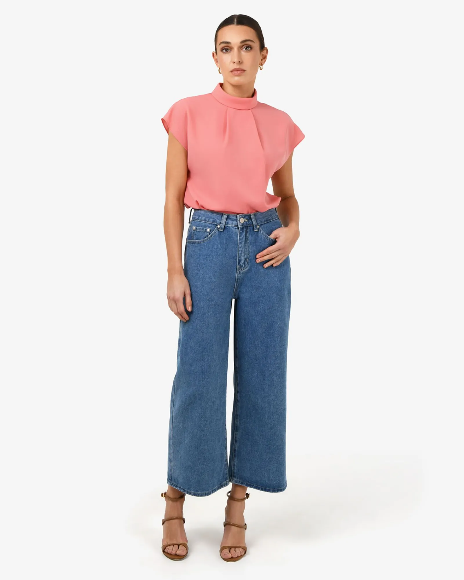 Forcast Tiara High Neck Shell Top* T-Shirts & Tops|Work Tops