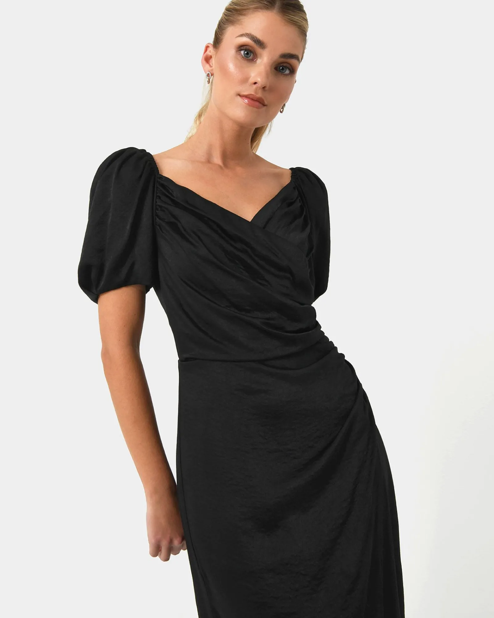 Forcast Trixie Front Crossover Dress* Midi Dresses|Midi Dresses