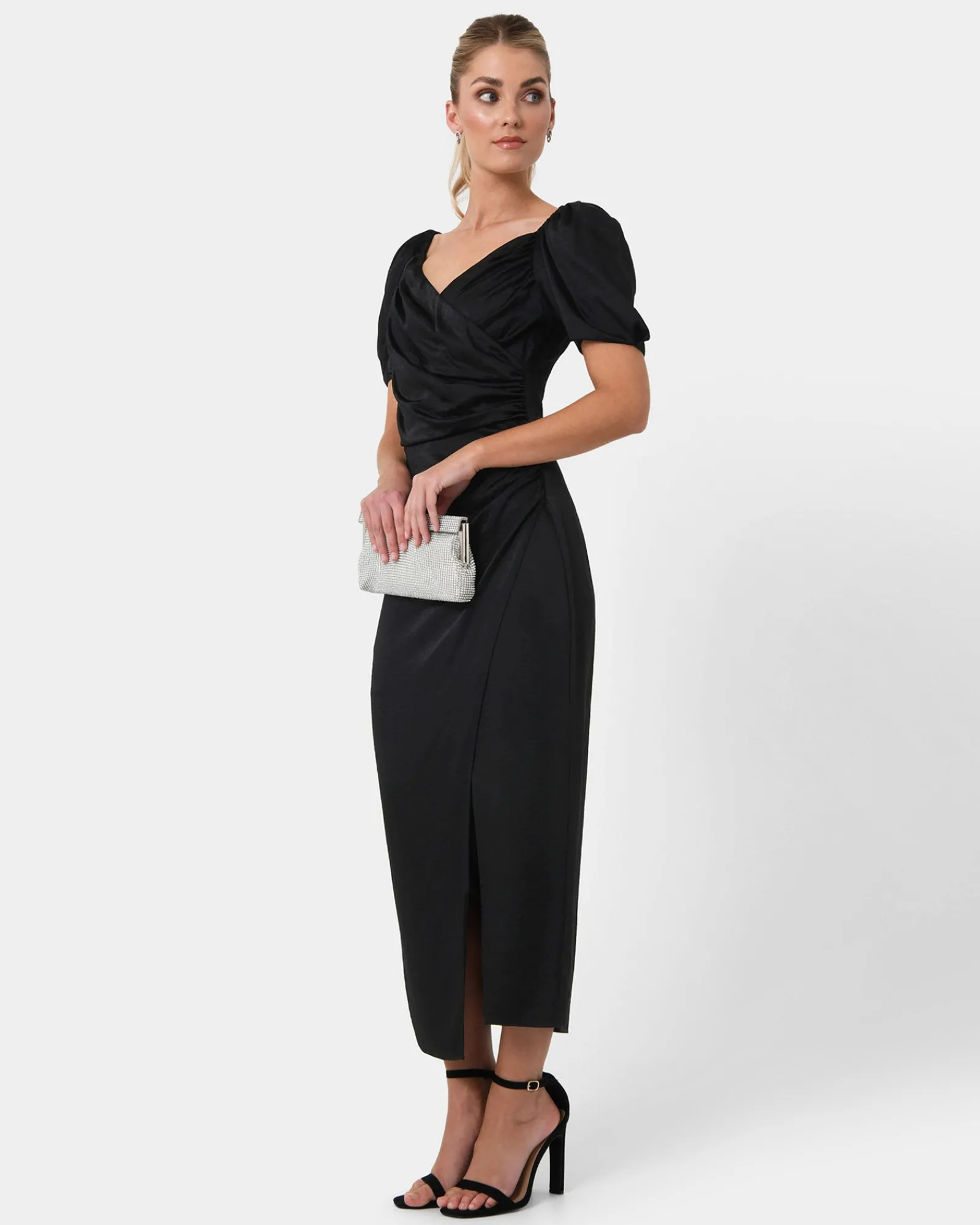 Forcast Trixie Front Crossover Dress* Midi Dresses|Midi Dresses