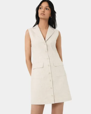 Forcast Valeria Buttoned Linen Dress* Mini Dresses|Mini Dresses