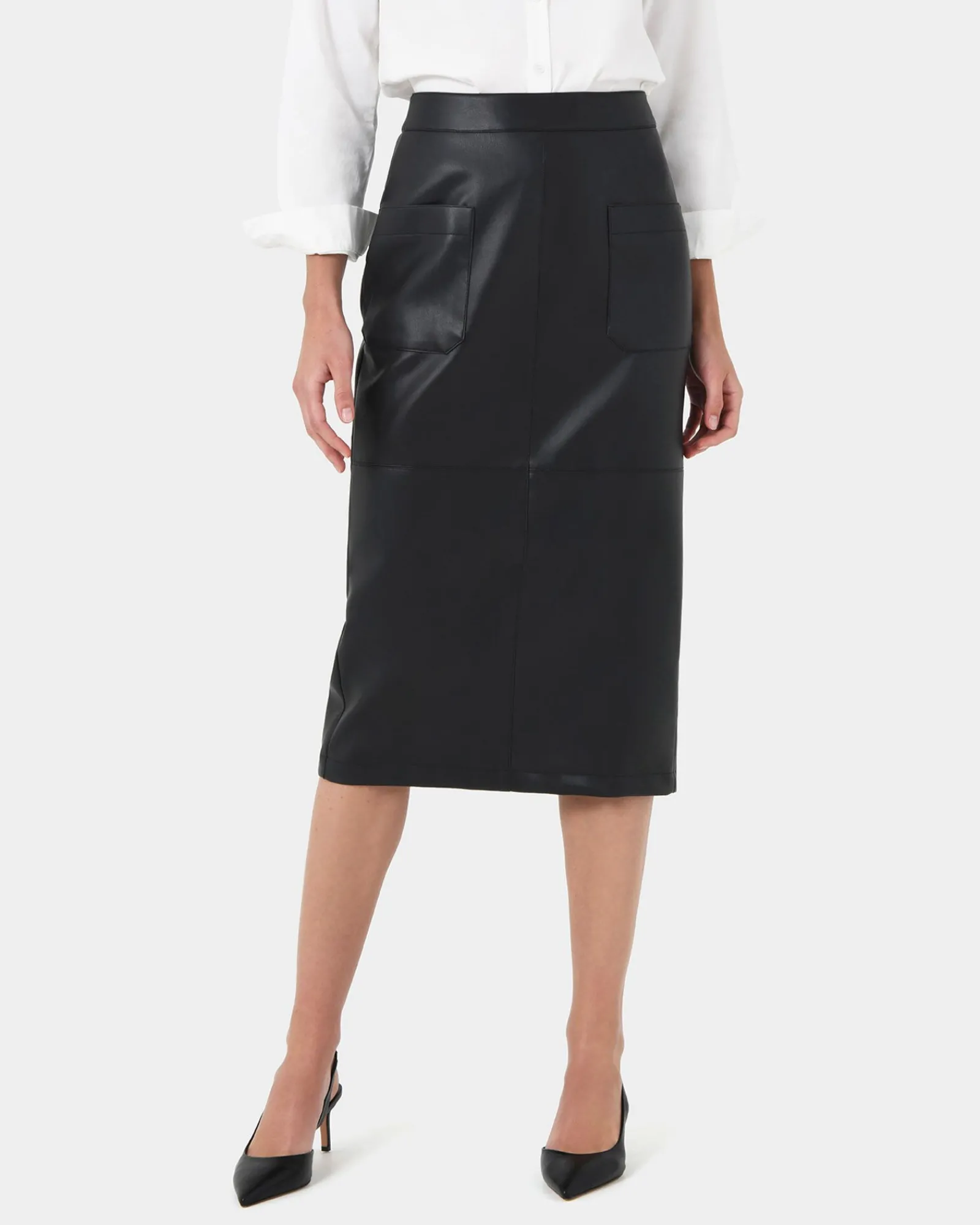 Forcast Vera Faux Leather Midi Skirt* Midi & Maxi Skirts|Work Skirts