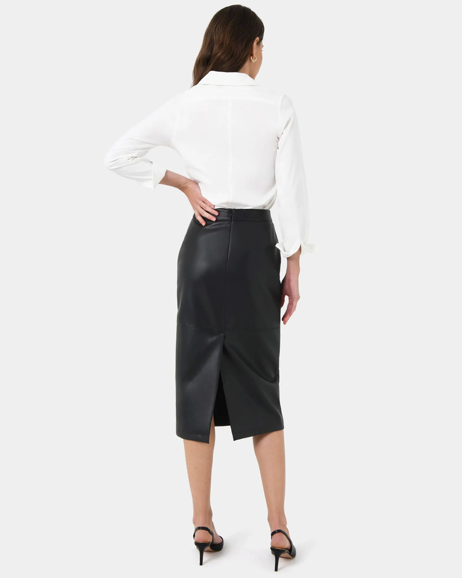 Forcast Vera Faux Leather Midi Skirt* Midi & Maxi Skirts|Work Skirts