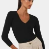 Forcast Vicky V-neck Knit* Long Sleeve Tops|Work Tops