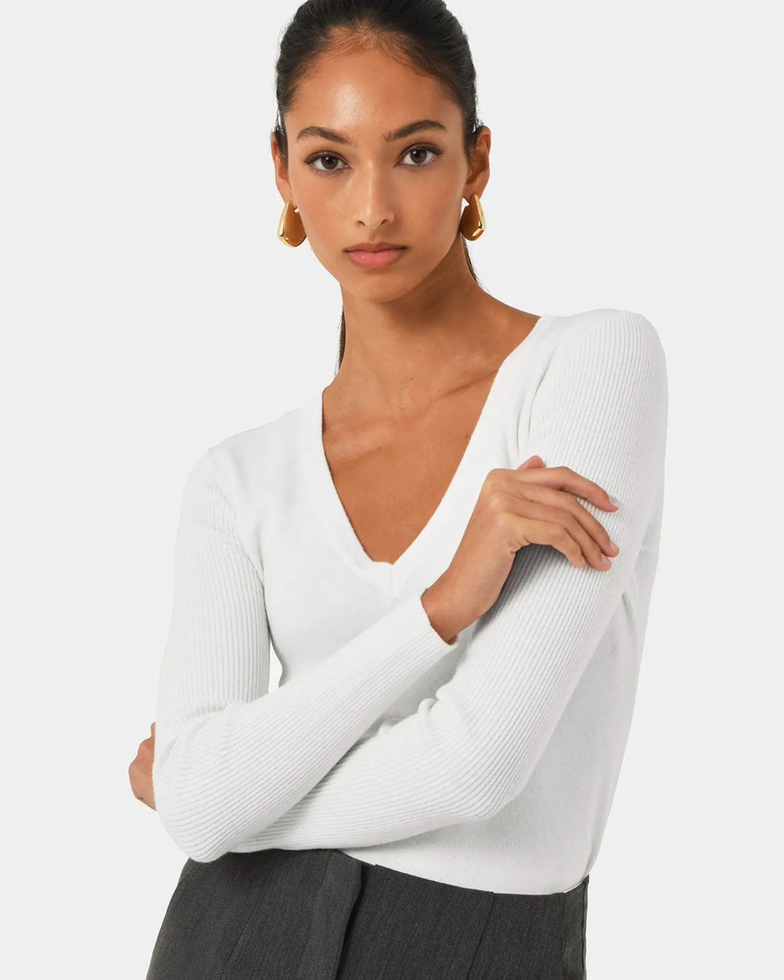 Forcast Vicky V-neck Knit* T-Shirts & Tops|Long Sleeve Tops