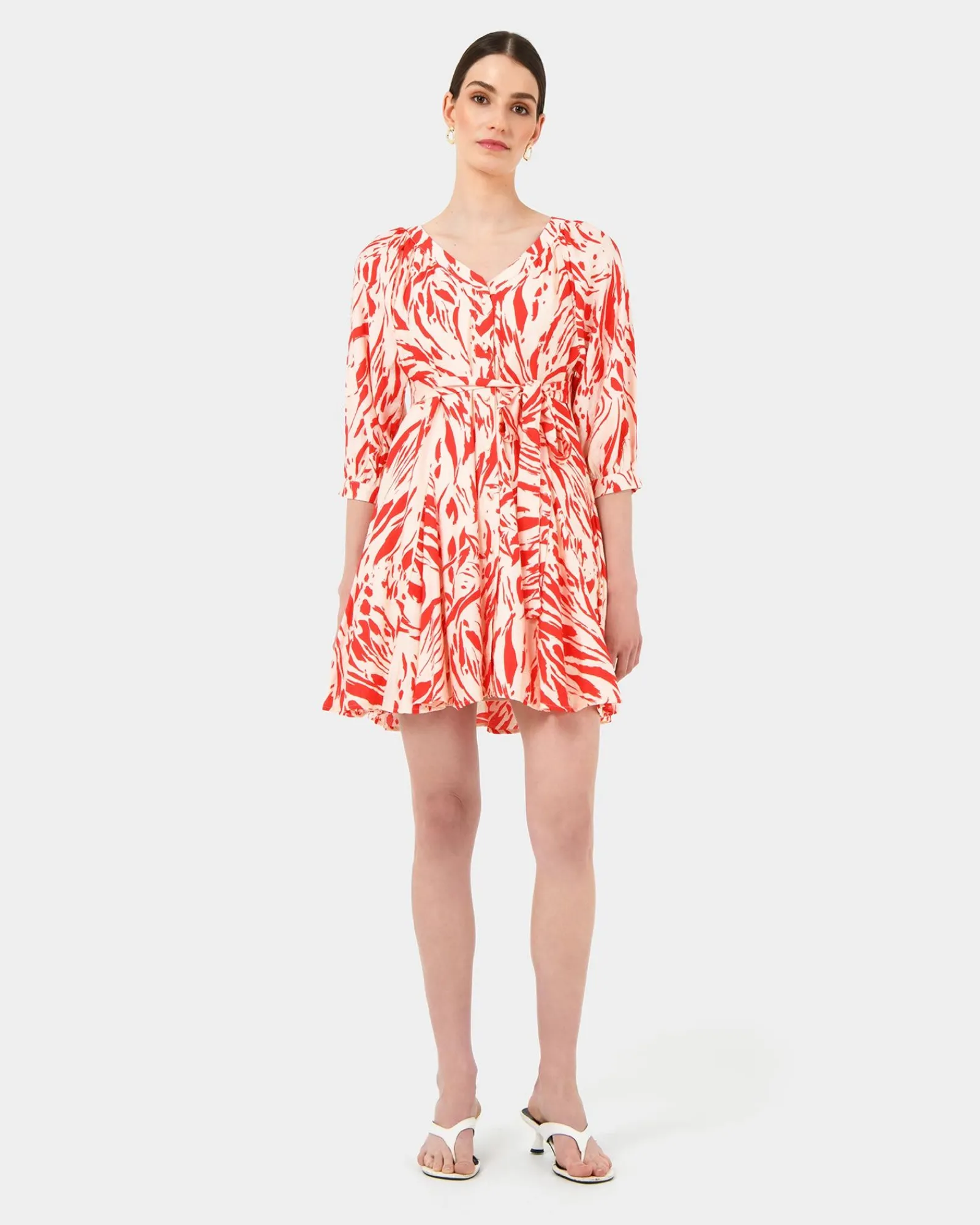 Forcast Vienna V-neck Tie Dress* Mini Dresses|Mini Dresses